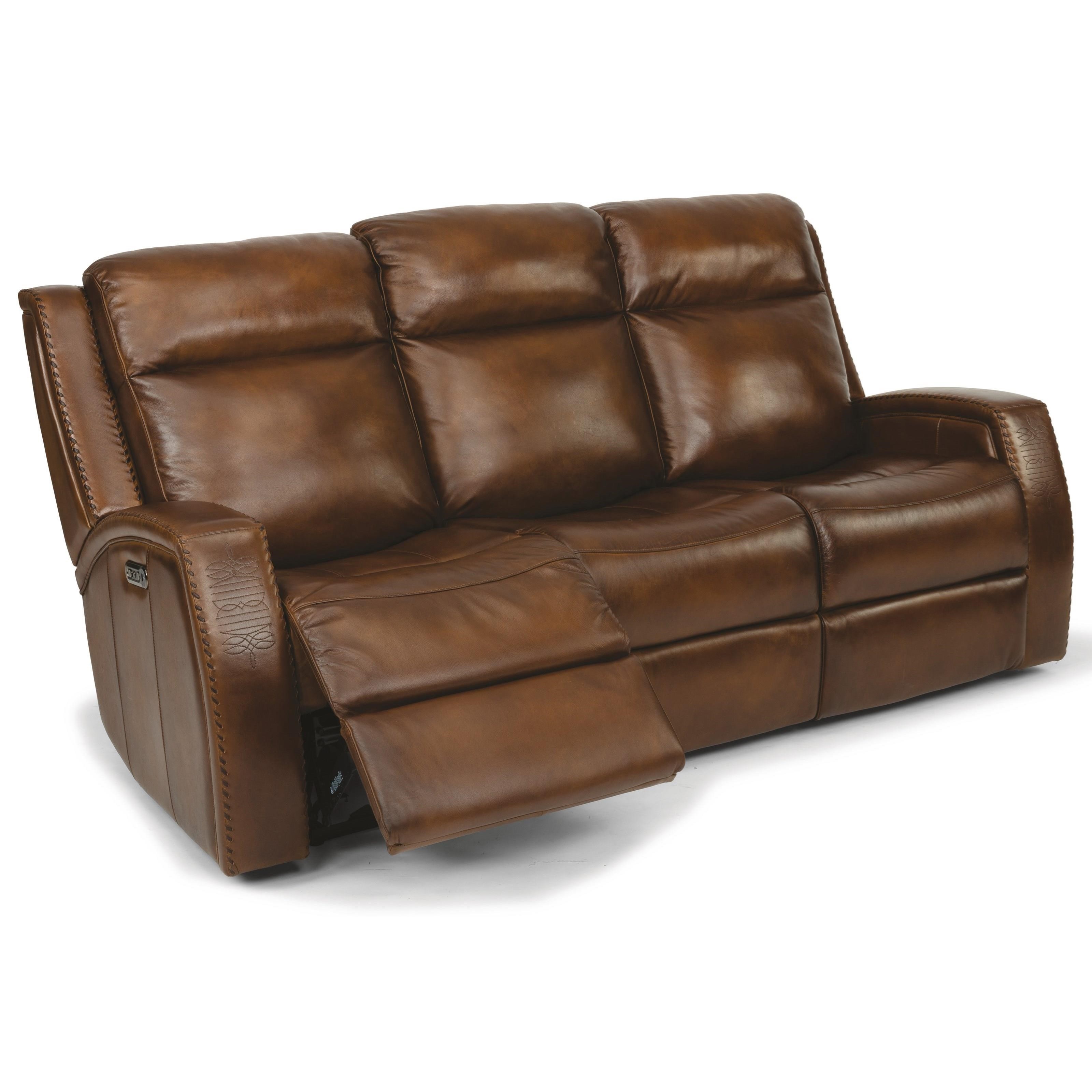 Flexsteel Latitudes Mustang Rustic Leather Power Reclining Sofa with